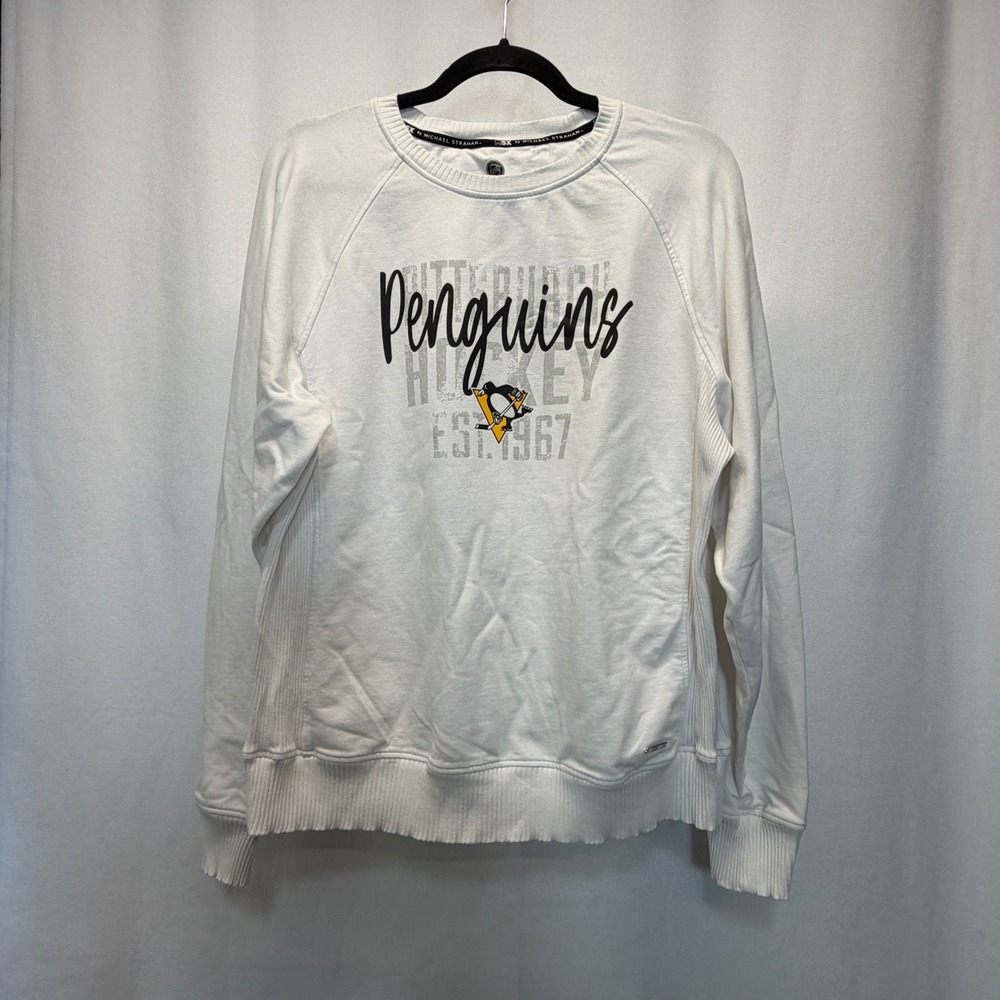 Pittsburgh Penguins NHL Pullover Sweatshirt Women XL White MSX Michael Strahan